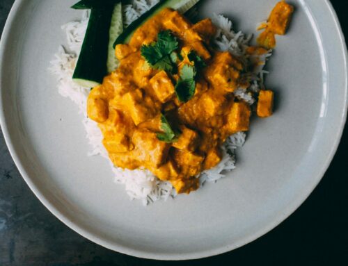 Aubergine, sweet potato and chicken curry